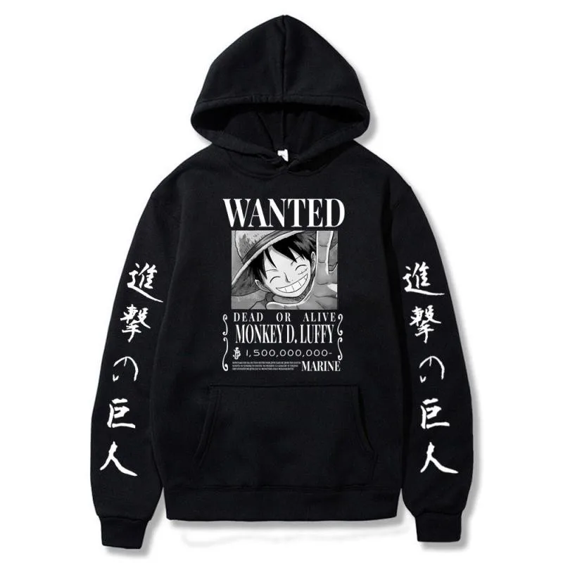 

One Piece Luffy Hoodie Anime Attack on Titan Hoodies Fleece Pullover Sweatshirts Streetwear Oversized Clothes