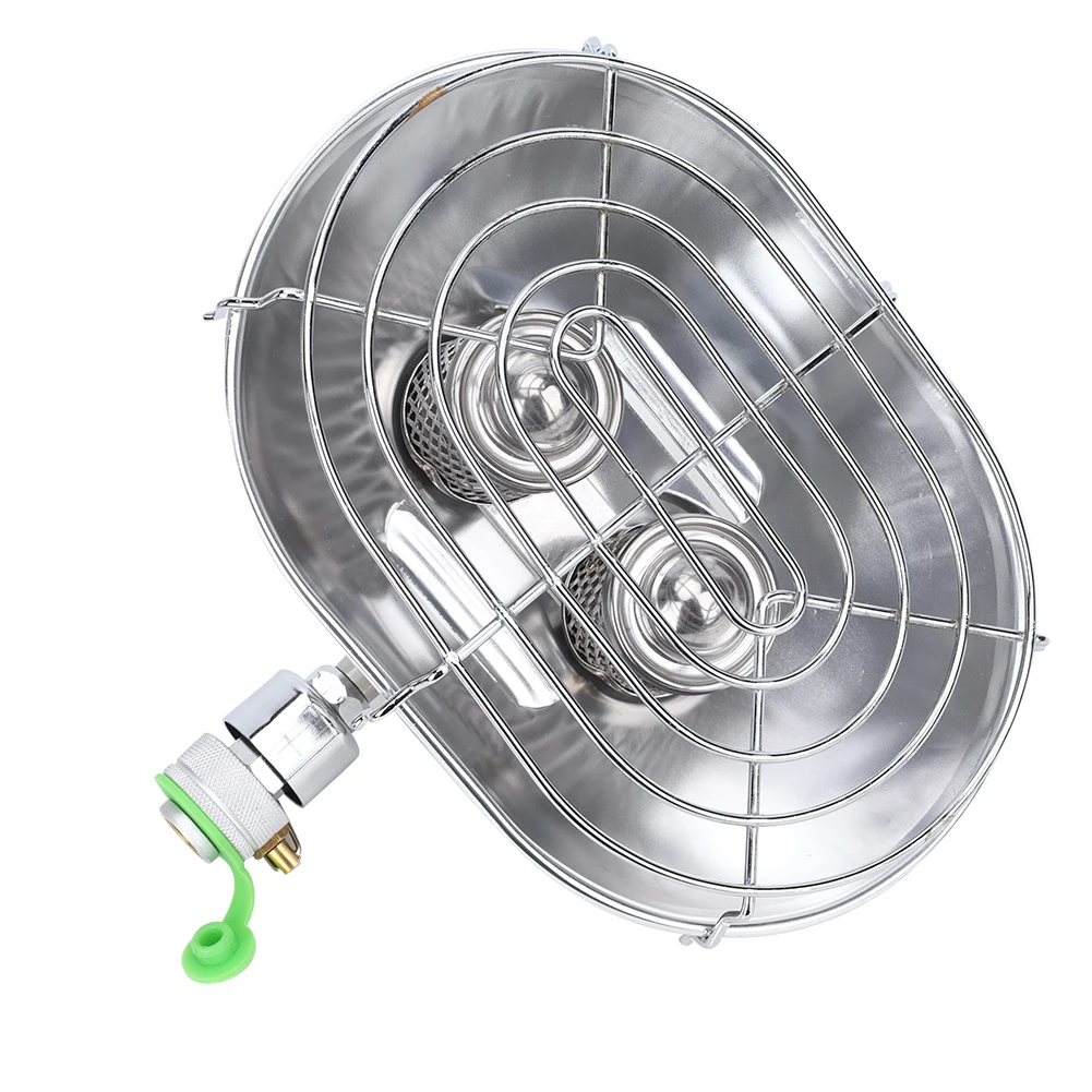 

BRS-H22 1PCS Stainless Steel Silver Butane Gas Stove Double Head Portable Heater For Outdoor Camping Night Fishing Heating Stove