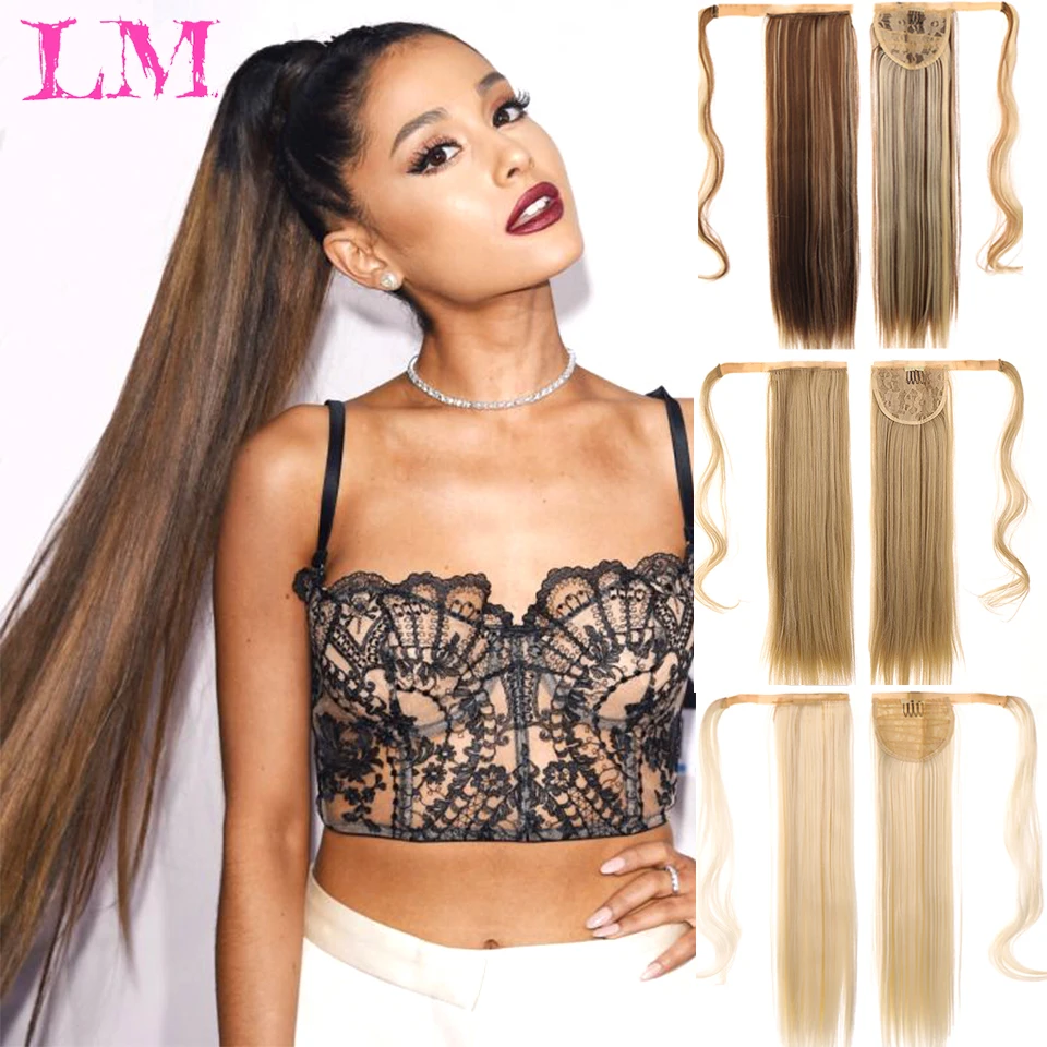

Лм 24-дюймовый длинный прямой накладной хвост Синтетический удлинитель волос на клипсе для женщин черный коричневый конский хвост