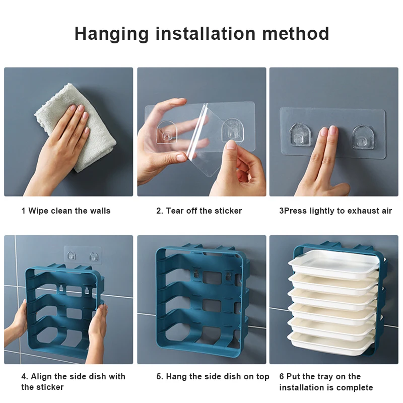 

Kitchen Wall Hanging Storage Tray Racks Multi-Layer Wall Hanging Racks For Kitchen Storage Table Kitchen Food Storage Racks