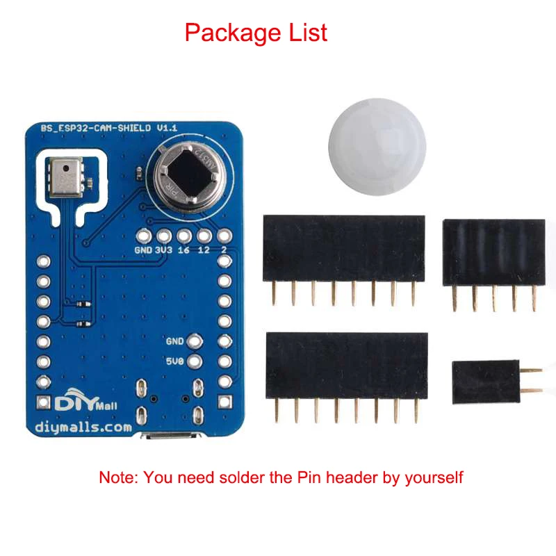 

DIYmall ESP32-CAM PCB Shield with Micro USB interface+Male Female Pin Header