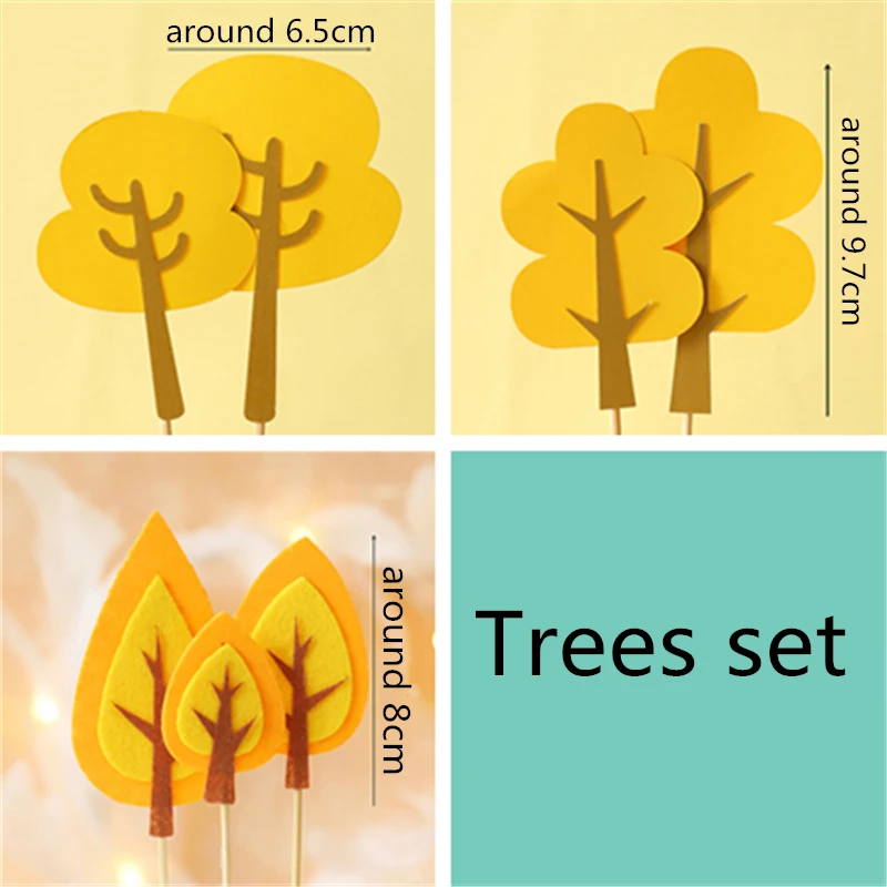7pc trees set Слон, белка, синий большой шар, топпер для торта, украшение на день рождения, свадебные принадлежности, детский душ, выпечка, десерт, подарок для детей, любовь - Цвет: 7pc trees set