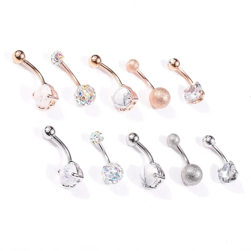 Delysia King 5Pcs/set Zircon Navel Ring | Piercing Jewelry