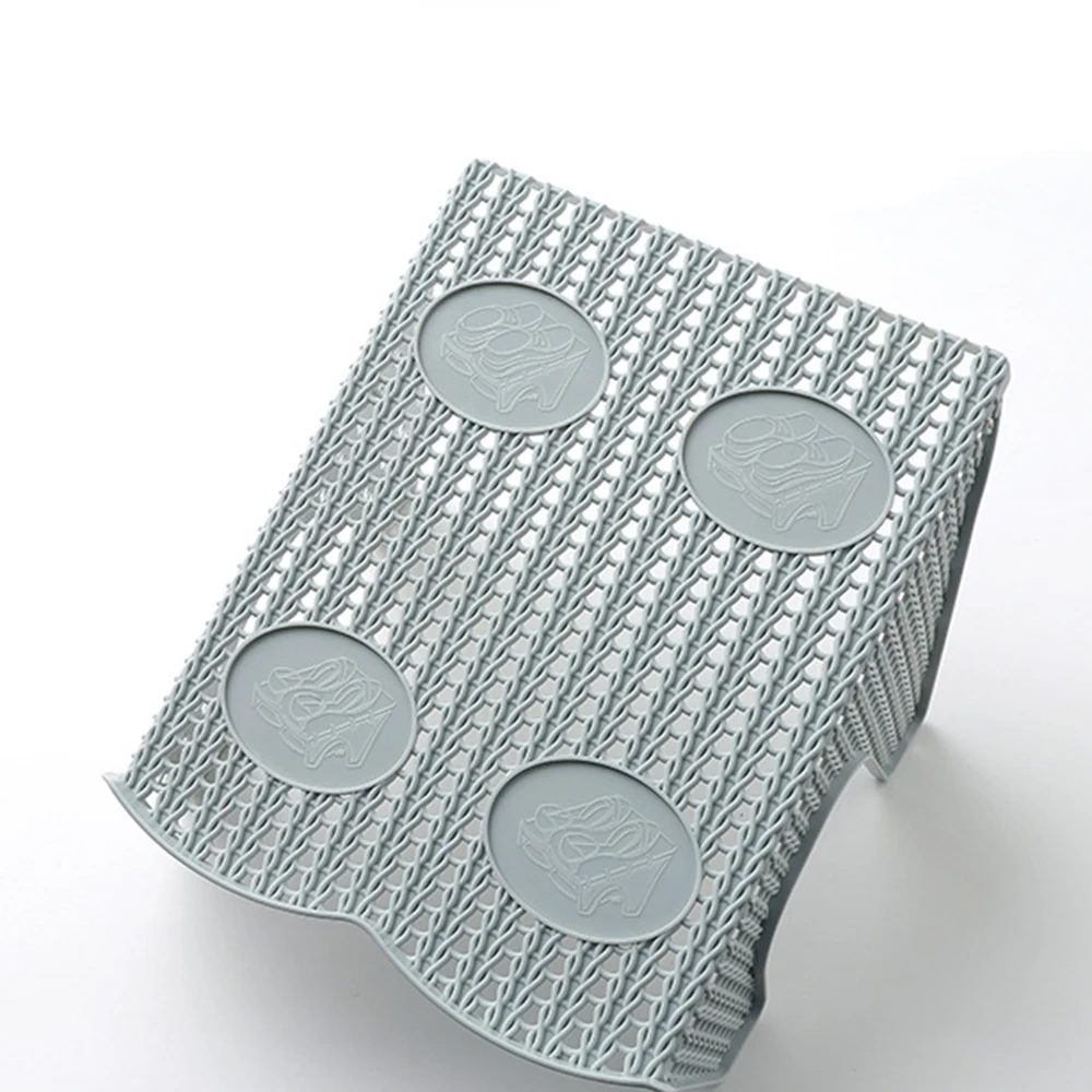 Креативная пластиковая стойка для обуви двухрядная супернепроницаемая полка