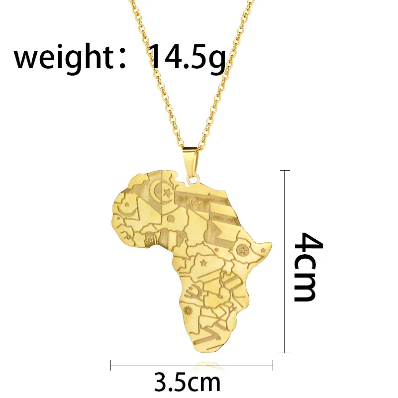 

Karopel Gold Color Africa Map with Flag Pendant Chain Necklaces for Women African Maps Jewelry Hip Hop Neckalce Jewelry