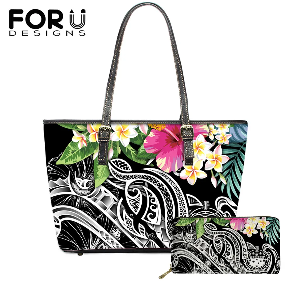 

Брендовые женские сумки на плечо FORUDESIGNS 2021, полинезийская Черепаха и Плюмерия, сумка для рук для девочек, пляжный узор, бесплатная доставка