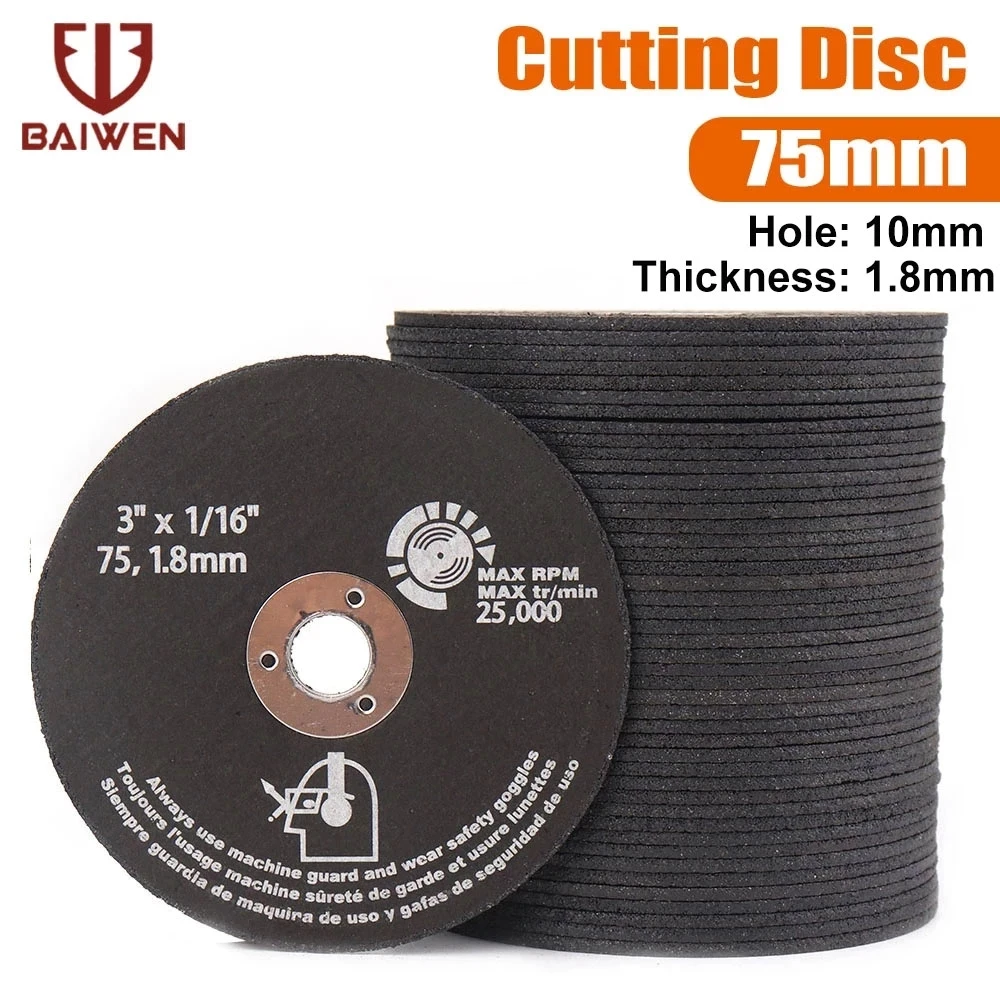 3 Inch Metal Cutting Discs Diameter 75mm Cut Off Wheels Fiber Cutter Reinforced Resin Blade For Angle Grinder Metalworking | Инструменты