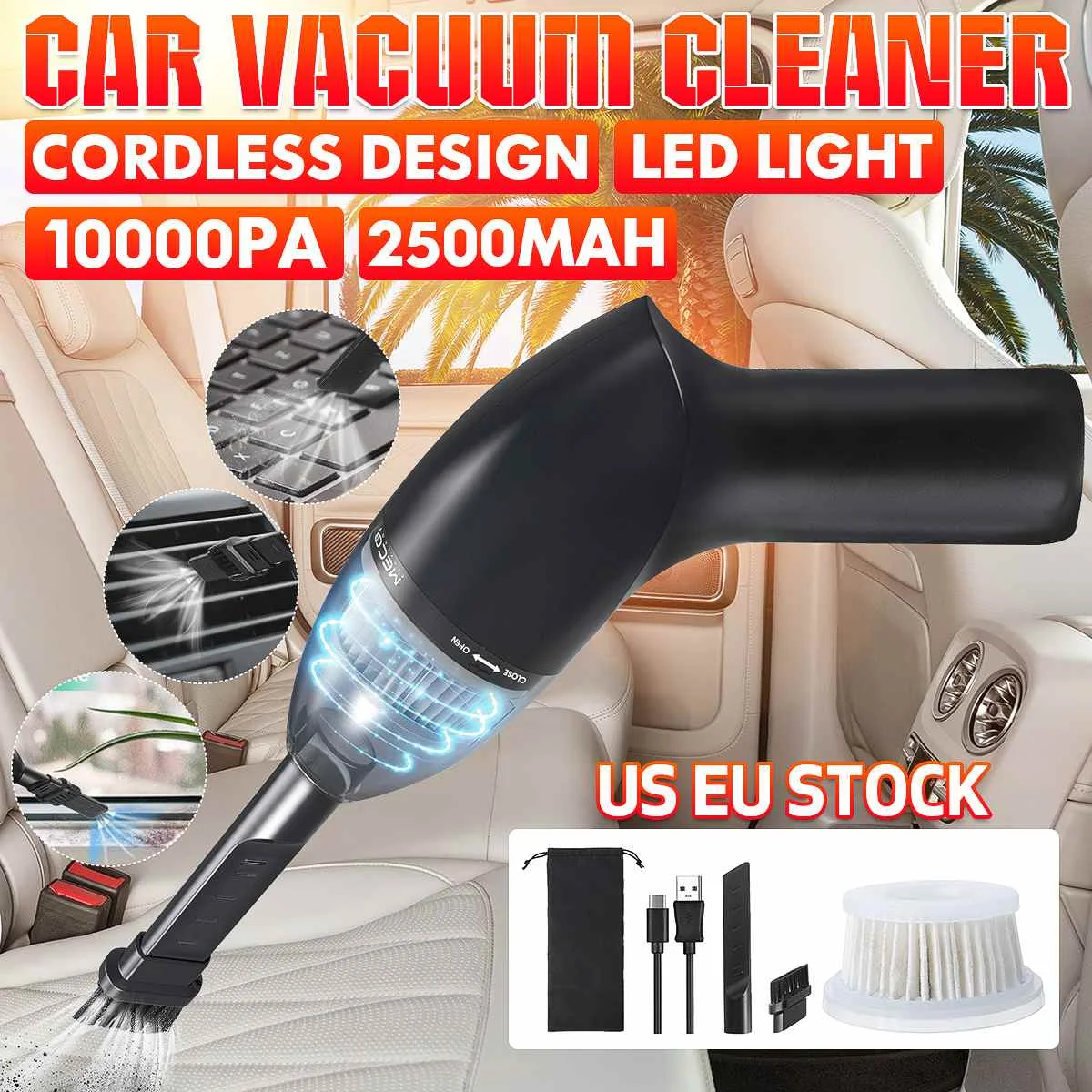 

Беспроводной автомобильный мини-пылесос, 9000 па, 2500 мАч