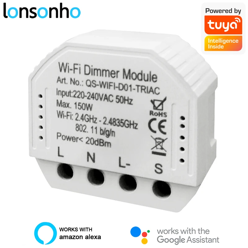 

Lonsonho WiFi Smart Dimmer Switch Module Tuya Smartlife Wireless Remote Control Light Dimmers Alexa Google Home Compatible