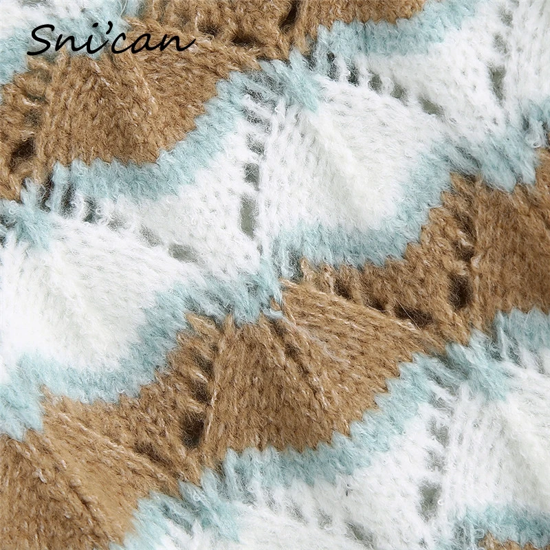 

Snican winter hollow out striped sweater vintage za woman 2020 jerseys mujer moda 2020 invierno oversize spring pull femme zora