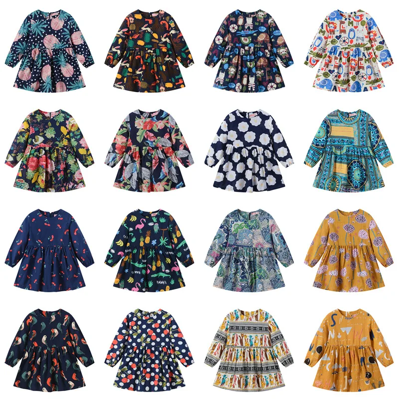 

Girls Fashion Spring and Autumn New Children's Skirt Print Long Sleeve Cute Princess Dress Kids Clothes