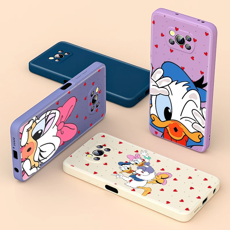 

Liquid Silicone Soft Cover Donald Daisy Duck For Xiaomi Poco X3 NFC X2 M3 F3 GT C3 Mix 4 CC9 A3 Pro Lite Phone Case