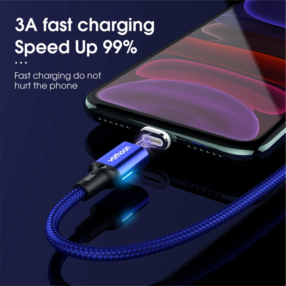 Vothoon 3A Магнитный USB-кабель для быстрой зарядки Micro USB Type C кабель iPhone Samsung Xiaomi