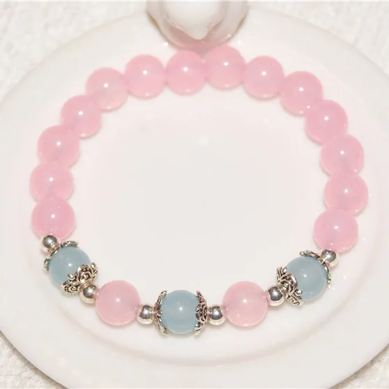 Женский браслет из розового кристалла с бусинами | Украшения и аксессуары