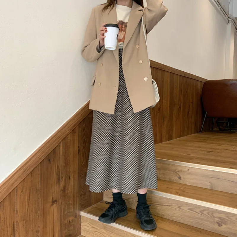 Женский двубортный Блейзер элегантный черный повседневный пиджак в Корейском