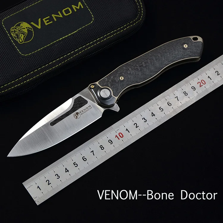 

Складной нож VENOM BONE DOCTOR M390 из титана CF складной нож для кемпинга, охоты, выживания, карманные кухонные ножи для фруктов EDC инструменты
