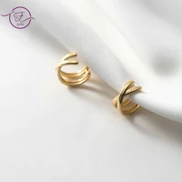 100 925 sterling silver clip earrings double layer cross temperament ear jewelry korean version simple ear clip for women