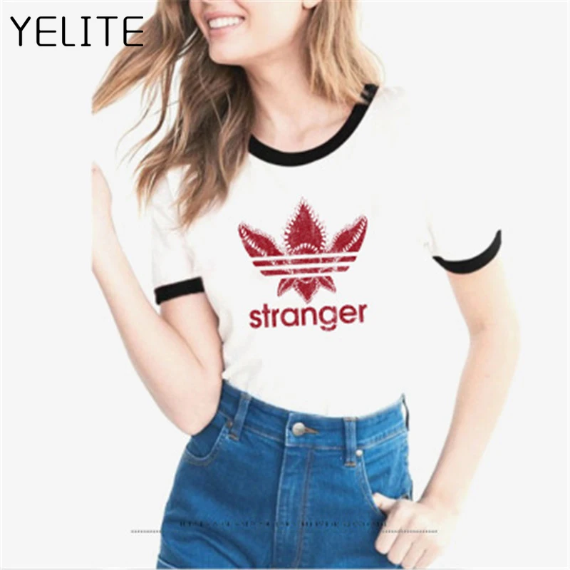 YELITE 2019 модная футболка Женская Популярная летняя прямая с буквенным принтом