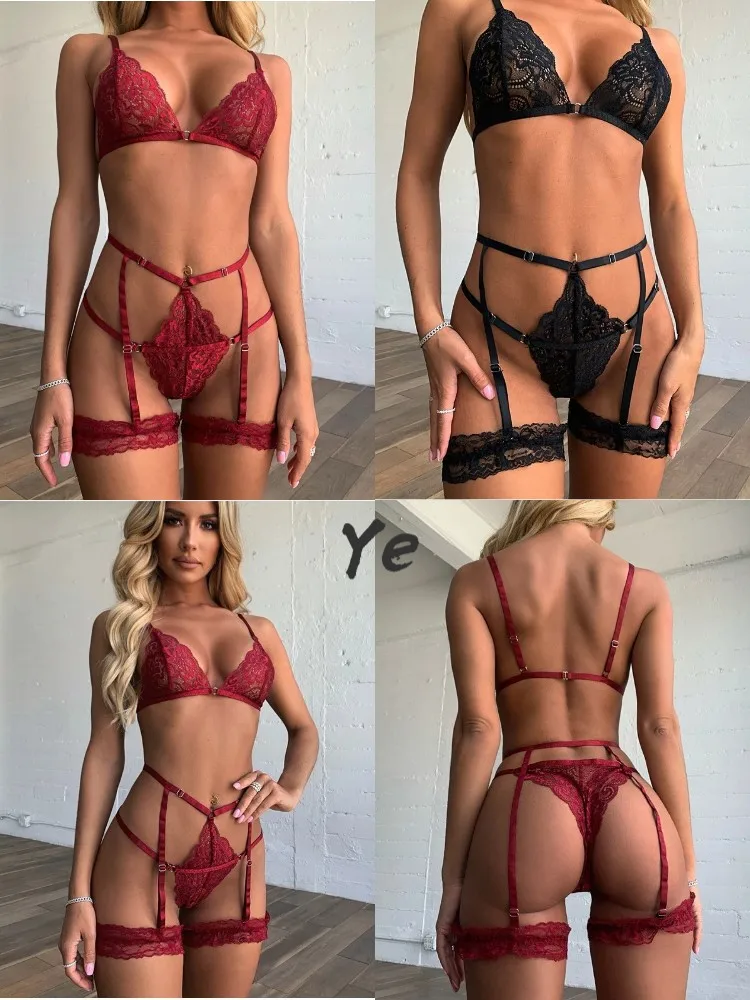 

Sexy Lingerie V-Neck Lace Bra Thong Women's Underwear Set Transparent Erotic Lingerie Sexy Babydoll Porno Lenceria Sensual Mujer