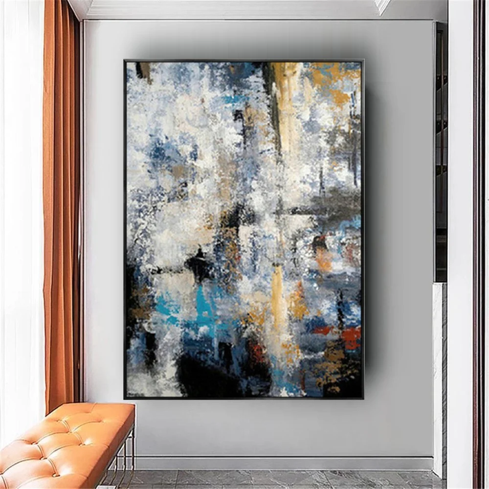 100% ручная картина маслом гипсофила креативные картины на холсте синяя краска