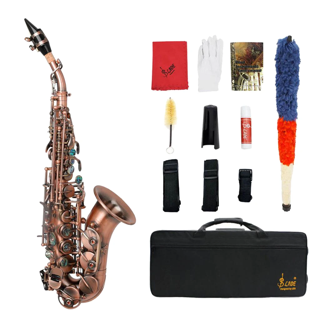 

LADE Curved Soprano Saxophone Brass B Flat Treble Small Elbow Key