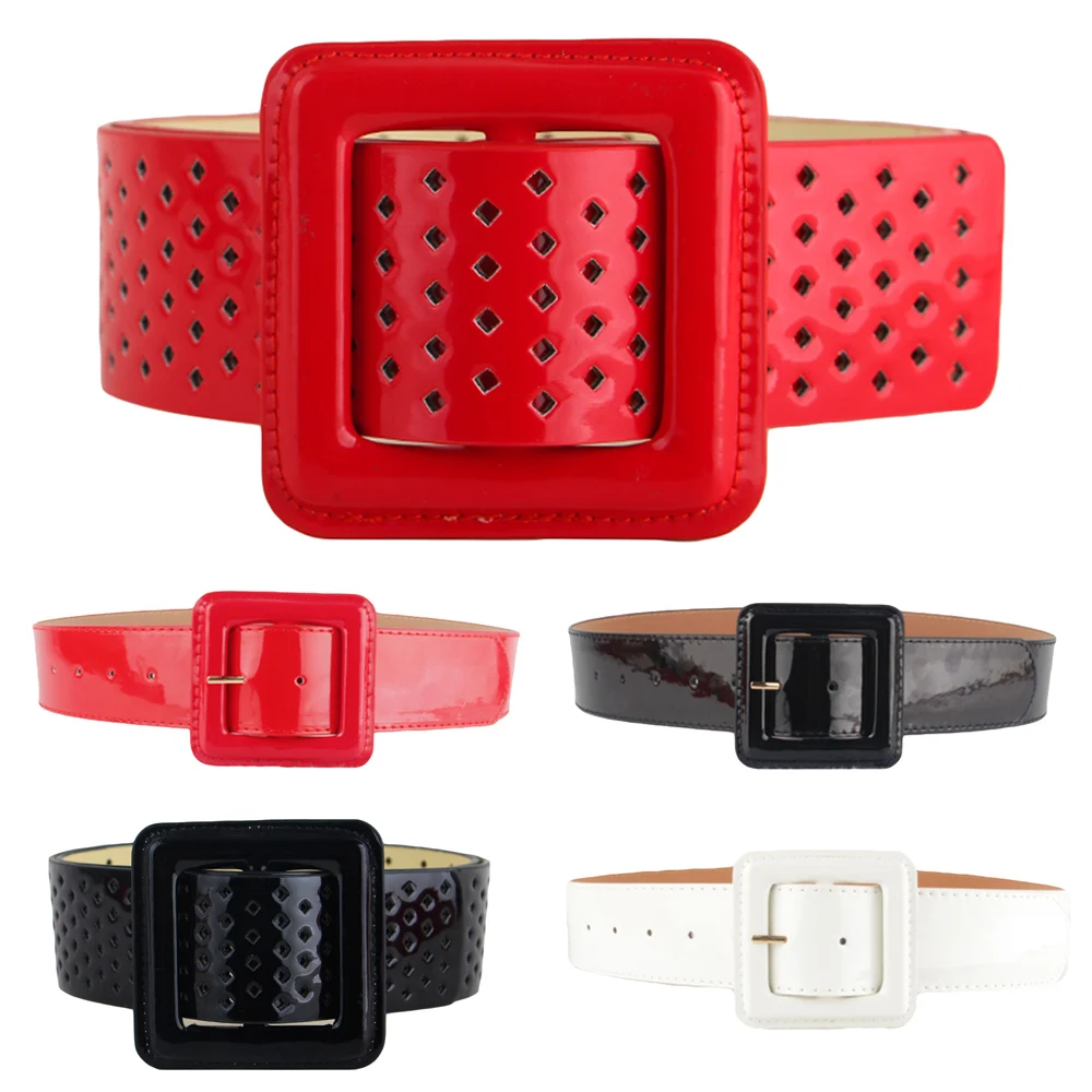 Женский однотонный ремень из лакированной кожи один размер пояс для платья