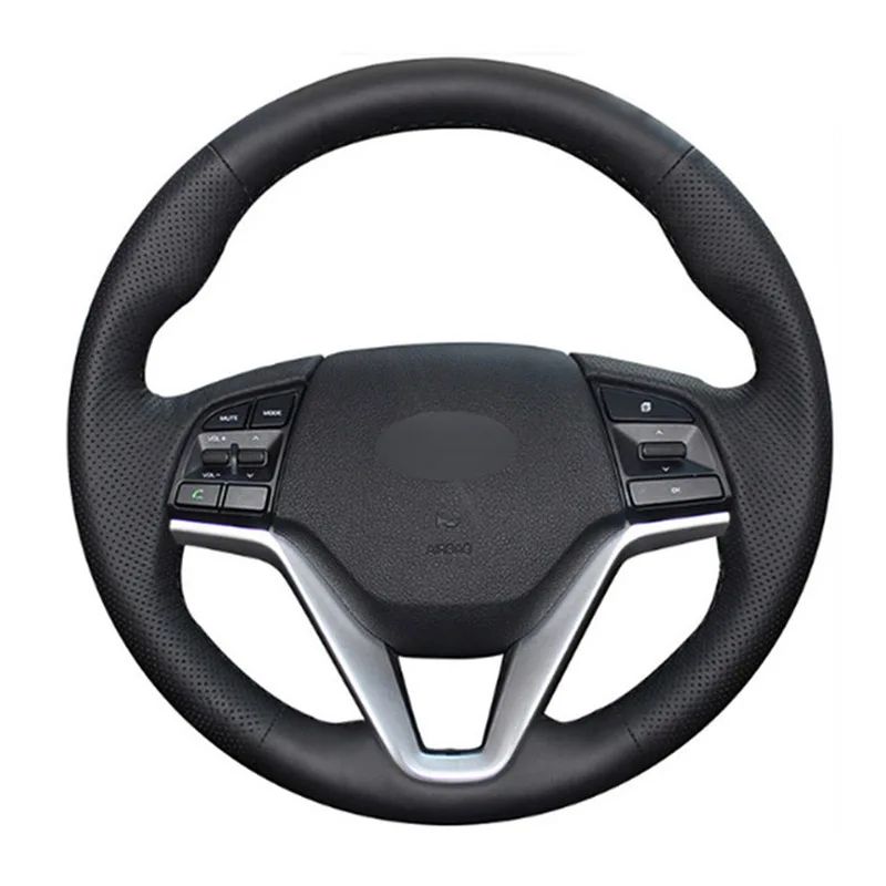 

DIY Sewing-on PU Leather Steering Wheel Cover Exact Fit For Hyundai Tucson 2015-2016