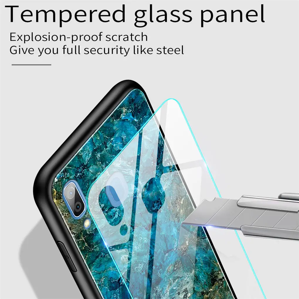 Чехол из закаленного стекла для samsung Galaxy A10 A20 A20e A30 A40 A50 A60 A70 градиентный цветной