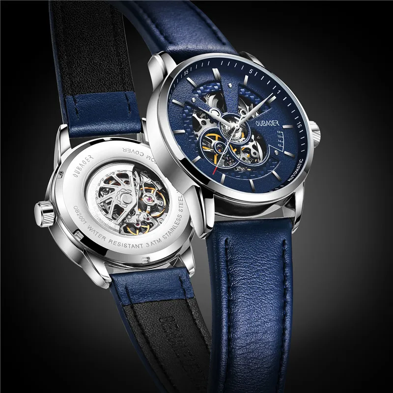 Часы OUBAOER мужские деловые автоматические механические с кожаным ремешком 2019 |