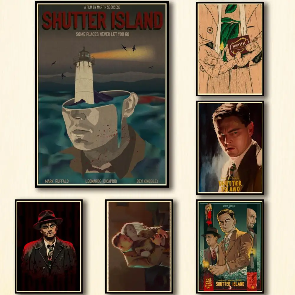 

25 Designs Martin Scorsese Movie Shutter Island Kraftpaper Poster Artwork Homedecal Fancy Wall Sticker for Coffee House Bar