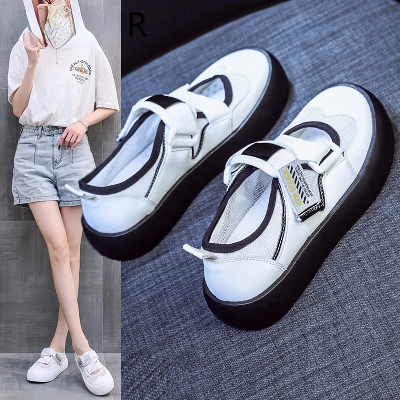 

Сандалии женские кожаные на плоской подошве, элегантные шлепанцы с круглым носком, регулируемый ремешок, Повседневная Уличная обувь, летни...