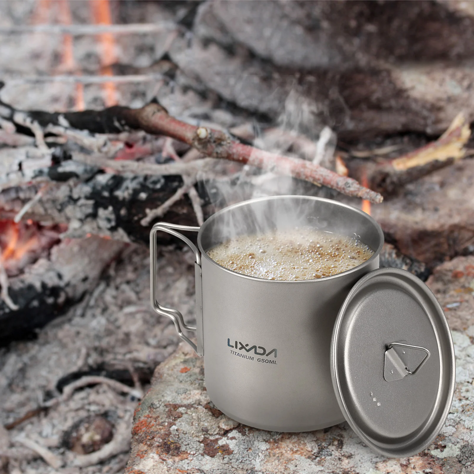 Набор посуды Lixada сверхлегкая титановая чашка со складными спорами посуда для