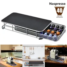 Stainless Steel 40 Pods Nespresso Coffee Capsules Holder Storage Stand Rack Drawers Coffee Capsules New Shelves Organization