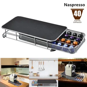 stainless steel 40 pods nespresso coffee capsules holder storage stand rack drawers coffee capsules new shelves organization free global shipping