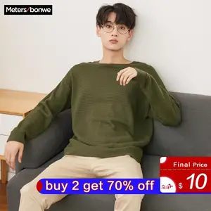 Бренд Metersbonwe, вязаный свитер для мужчин, весна-осень, модный вязаный мужской хлопковый свитер с длинным рукавом, одежда высокого качества