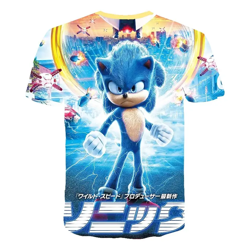 

Boys Cartoon Golden Sonic The Hedgehog T Shirt Kids Black Tshirt Funny T-Shirt for Girls Child T-Shirt Children Clothing Tops