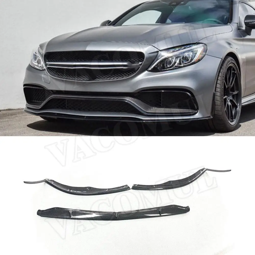 

Carbon Fiber Front Bumper Lip Spoiler Splitters for Mercedes Benz C Class W205 C205 C63 AMG Coupe 2015 - 2019 FRP