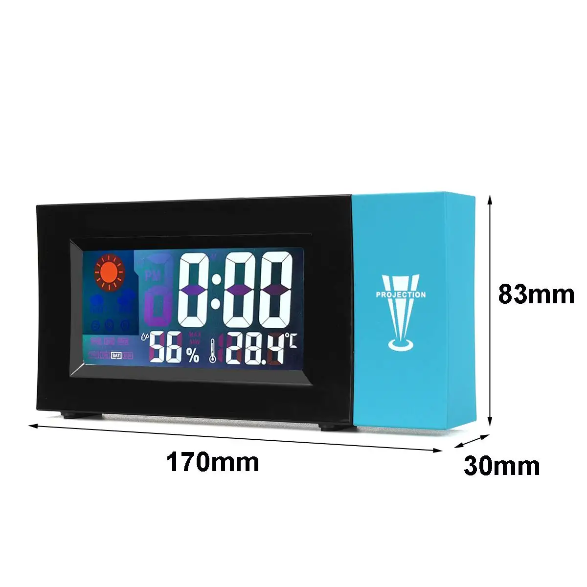 

Digital Projection Alarm Clock LCD Display 180 Rotatable Projection Temperature Thermometer Humidity Hygrometer Wake Up Clock