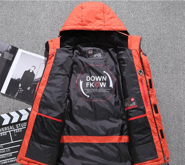 

Men Down High Quality Thick Warm Winter Jacket Hooded Thicken Duck Down Parka Coat Casual Slim Overcoat With Many Pockets Mens