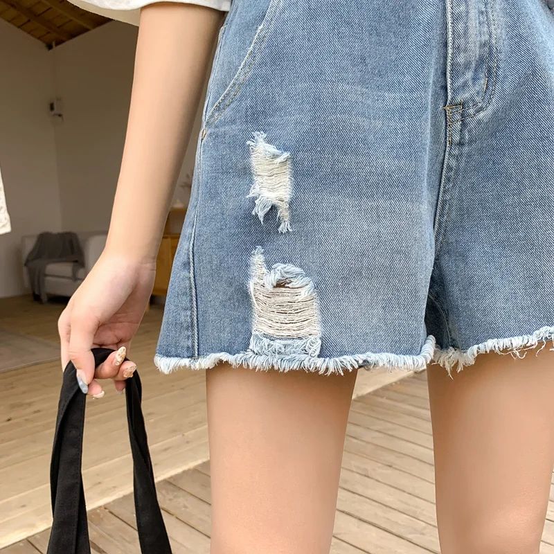 

Plus Size Denim Shorts Jeans Women 2021 Summer High Waisted Short New Femme Push Up Casual Blue Denim Shorts Female 4XL