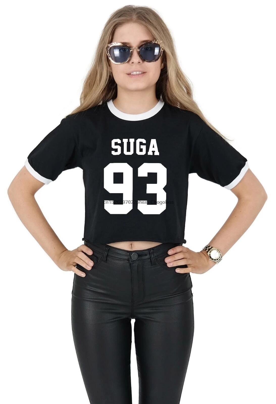 Кроп топ Suga 93 с кольцом модная укороченная футболка рэпмон Jungkook Kpop|Мужские