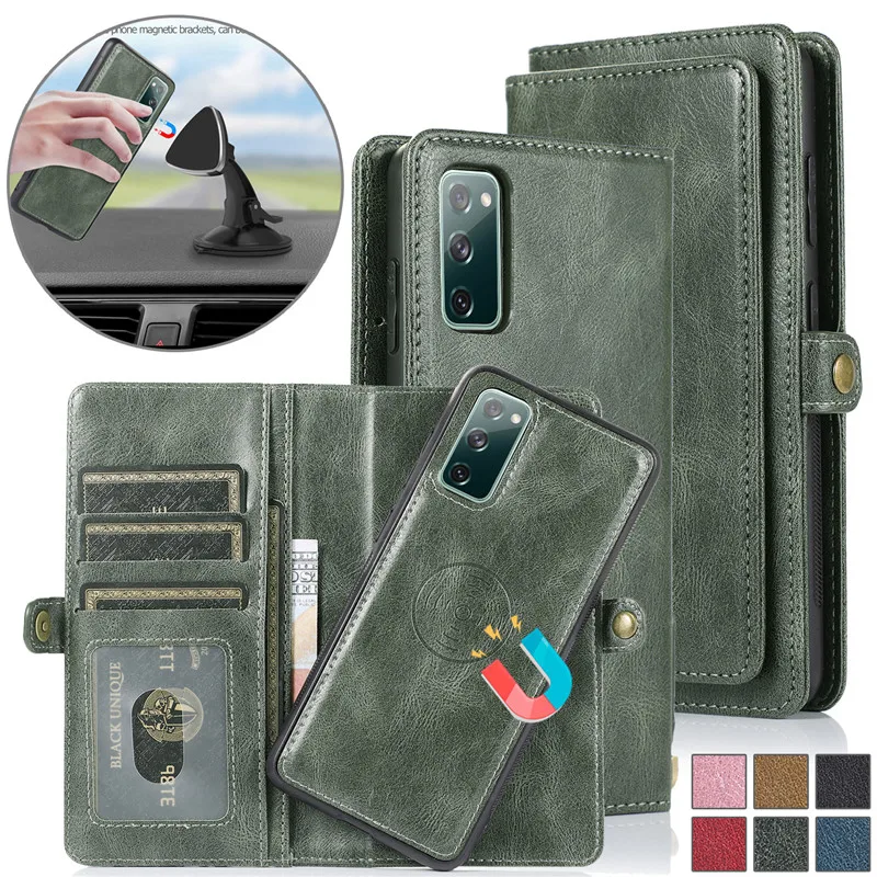 

Magnetic Matte Leather Case Flip Phone Case For Samsung S20 S21 Ulitra S20 FE 5G Wallet Card For Cover Galaxy Note 20 Ultra Etui