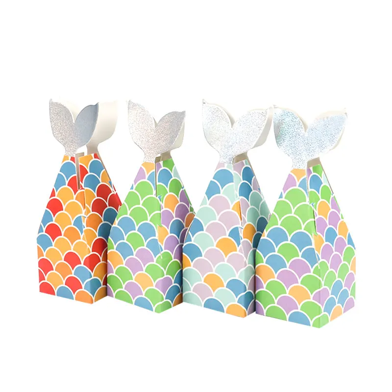 

10pcs Mermaid Tail Party Popcorn Boxes Paper Gift Candy Box Girls Mermaid Birthday Party Decorations Kids Favors Baby Shower