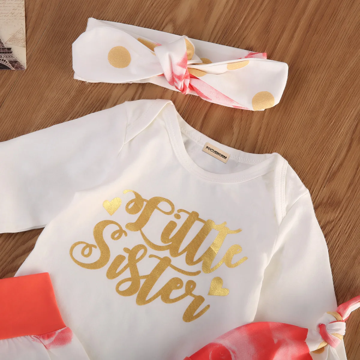 4 предмета одежда с цветочным принтом для маленьких девочек Комбинезон буквенным