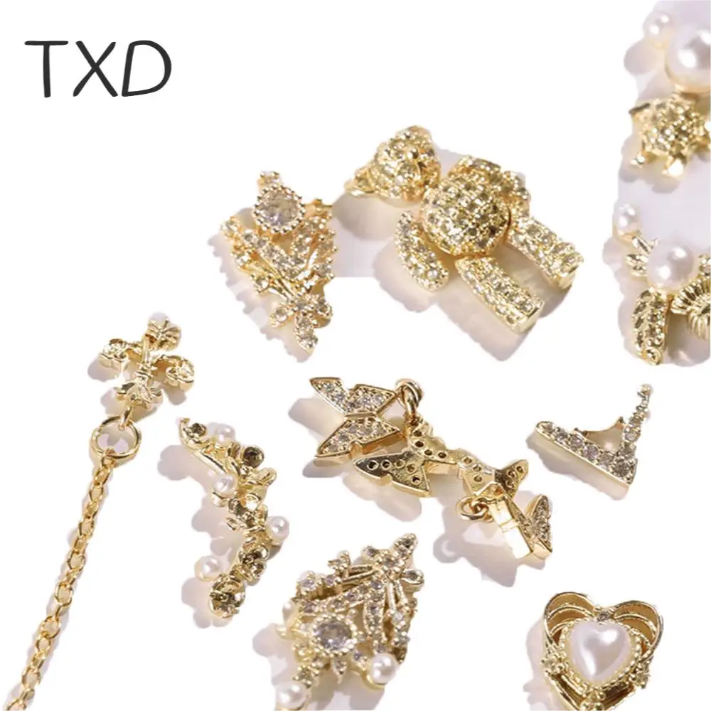 

TXD Quality Luxury Zircon 3D Crystal Glitter Nail Art Jewelry Manicure Design Accessories Cute Bear Jewelry For Manicure Tools