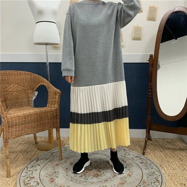 RUGOD Chic зима женское платье элегантный сплошной круглый вырез горловины прямые дамские платья свободного покроя vestido модное Утепленное зимнее платье - Цвет: Цвет: желтый