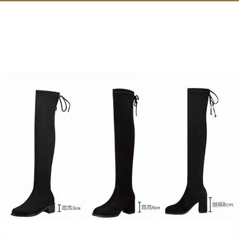 

LEOSOXS Over-the-Knee Women Boots Autumn/Winter Boots Elastic Pointed-Toe High Heels Female Shoes Ladies Fashion Casual Shoes