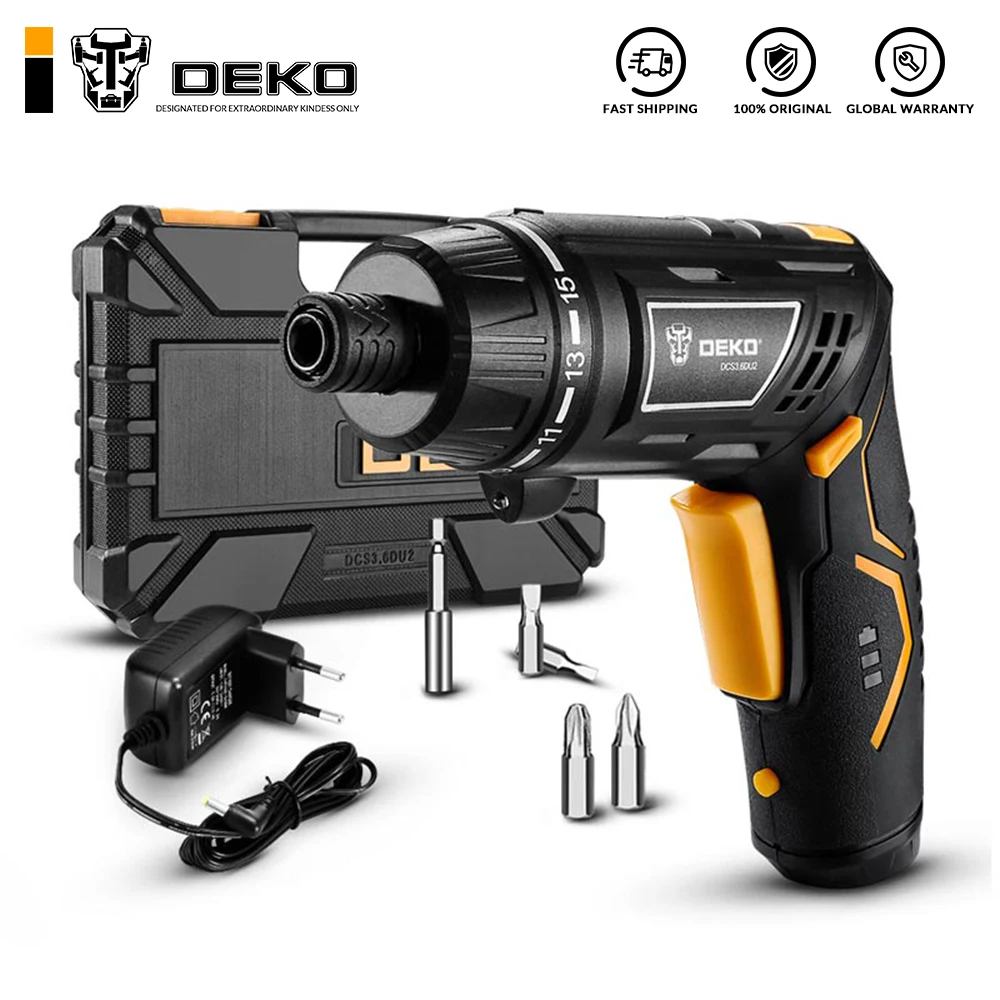 DEKO DCS3.6DU2 Беспроводная электрическая отвертка Бытовая аккумуляторная батарея отвертка с поворотной ручкой светодиодный фонарь