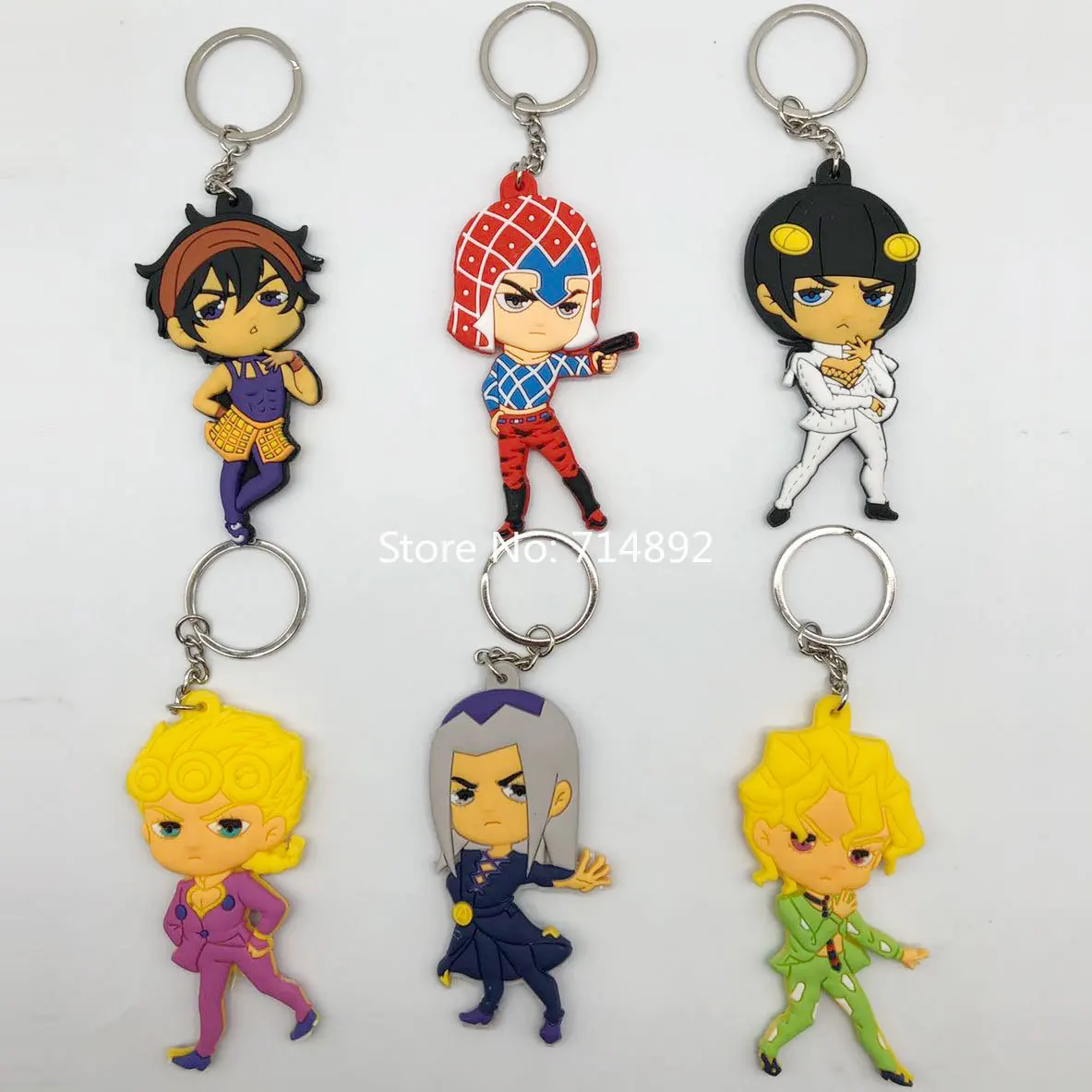

36 Pcs/lot Anime JoJos Bizarre Adventure Figure Keychains Narancia Bruno Mista Doll PVC Double-sided Key Rings Pendants