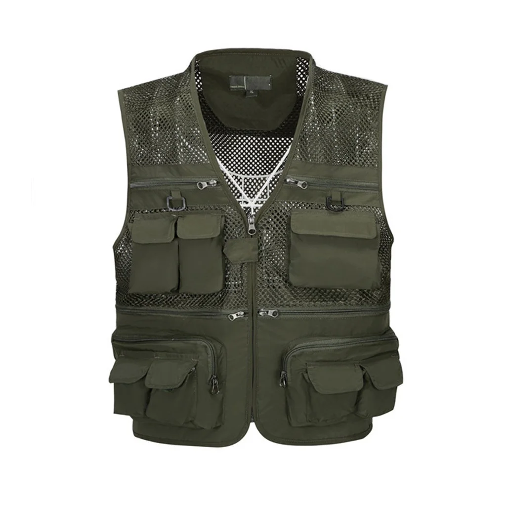 

Fishing Vests with Multi-Pockets, Outdoor Men's Mesh Breathable Openwork Quick-Dry Vest Plus Size